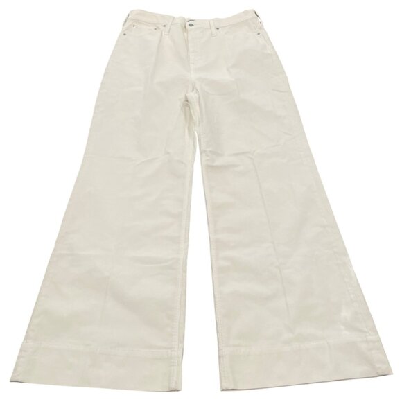 NWT J.Crew Sz 32 Wide-Leg Corduroy Trouser Pant Ivory High Rise 32"L BT922 - Picture 2 of 10